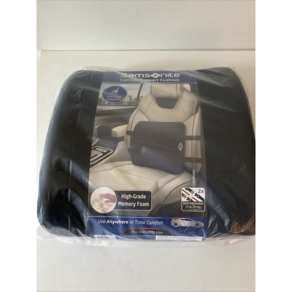 NEW Samsonite Premium Memory Foam Lumbar Back Support Cushion
